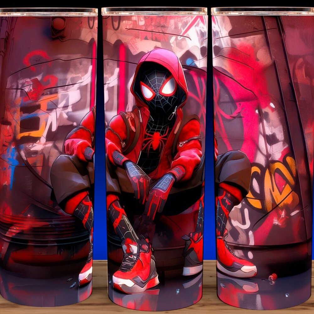 Spiderman Miles Morales Chilling Superhero Cup Mug Tumbler  20oz